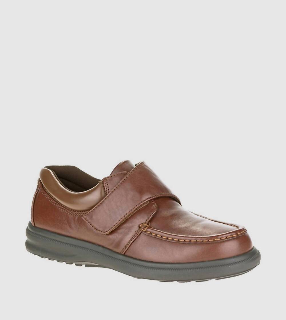 NEW HUSH PUPPIES men's gil velcro straps derby shoes in tan